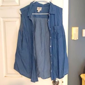 Button up chambray tank top